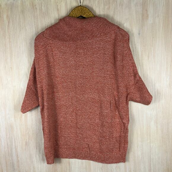 Cabi Orange Marled Knit Pullover Sweater XS Dolman Sleeve Fold Over Neck Cozy - Picture 6 of 12